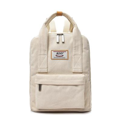 China Waterproof Custom Logo Plain School Backpack Canvas Travel Casual White Backpack for sale