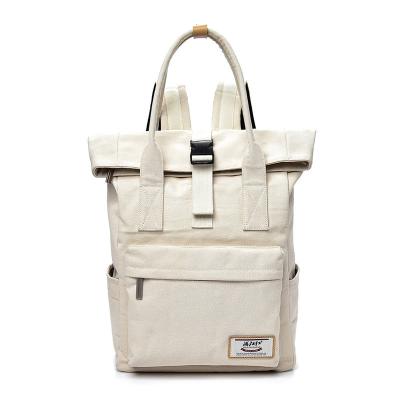 China Waterproof High Quality Outdoor Vintage Laptop Backpack Canvas Cylinder Office School White Backpack for sale