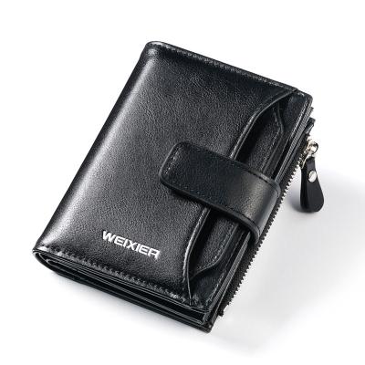 China Waterproof Leather Card Holders Pinch Short Wallets Leather Men Coin Purses for sale