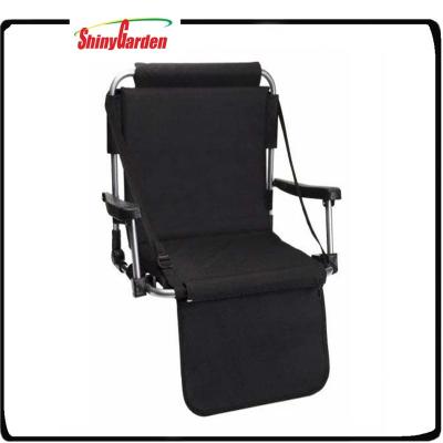 China Picninc Portable Easy Carry Foldable Recliner Cushioned Stage Seat With Arms for sale