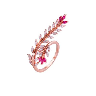 China Hand placing open ring European And American Women's jewelry leaf ring personalized the creative feather retro for sale