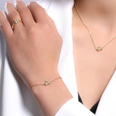 China Hand Setting Hot Sales Fashion Fashion Jewelry 925 Sterling Silver Gold Chain Charm Bracelet Women for sale