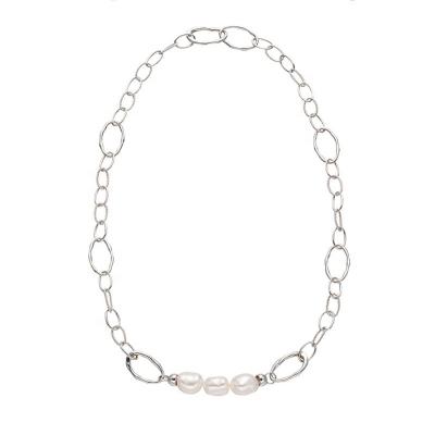 China 2022 hot sale punk style big link chain with pearls jewelry necklace for sale