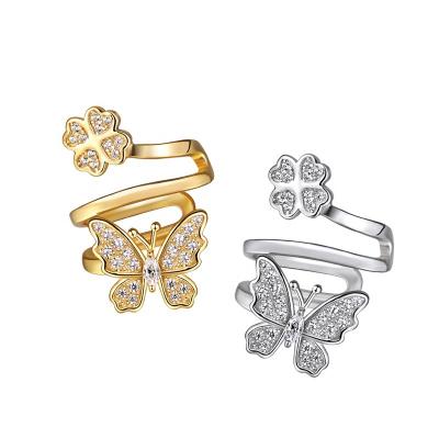 China Fantastic High Quality Micro Insert Angel 925 Sterling Silver /Gold Butterfly Shape Cuff Earrings for sale