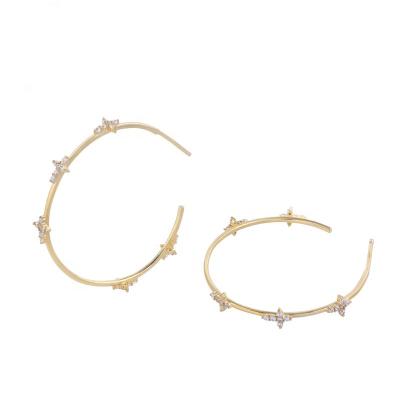 China Hand Setting Fashion 925 Sterling Silver Gold Jewelry Elegant Thin Circle Hoop Earrings For Trendy Women for sale