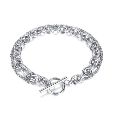 China Universal Hiphop Personality Hip Hop Stainless Steel Jewelry OT Multilayer Buckle Design Bracelet for sale