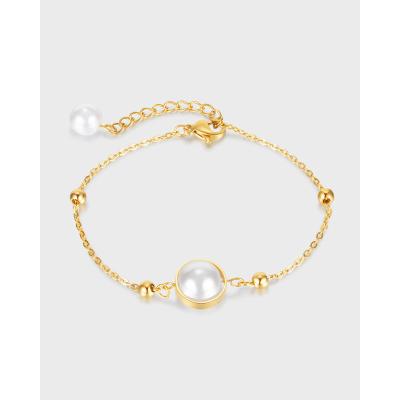 China FASHIONABLE Personality High Quality Trendy Pearl Jewelry Stainless Steel Adjustable Bracelet For Women for sale