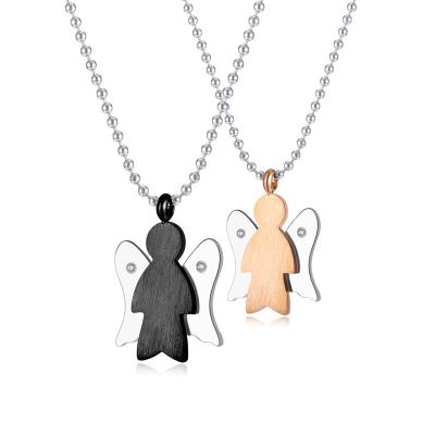 China Men and women personality angel couples retro romantic pendant necklace new stainless steel FASHION jewelry for sale