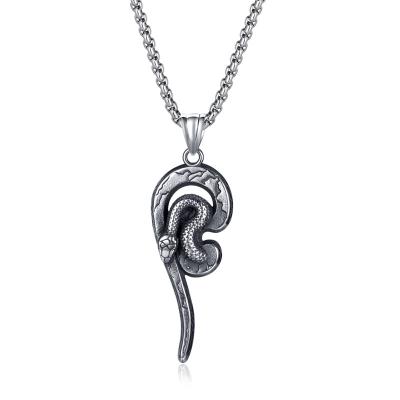 China New 316L Stainless Steel Personality Jewelry Hip Hop High Quality Mens FASHIONABLE Snake Pendant Necklace for sale