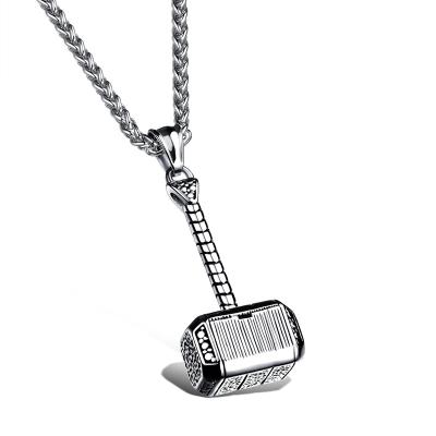 China High Quality Casting 316 Titanium Steel Thor's Hammer Personality Hip Hop Men's Stainless Steel Pendant Jewelry for sale