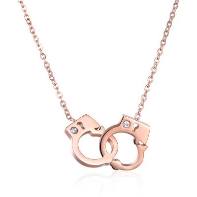 China Wholesale Fashion Charm Ladies Clavicle Stainless Steel Chain Jewelry Personality Handcuffs Necklace Women for sale