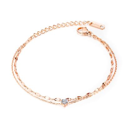 China OPK FASHIONABLE Manufacturers Design Stainless Steel Fashion Jewelry Wholesale Custom Anklet Chain Women Double for sale