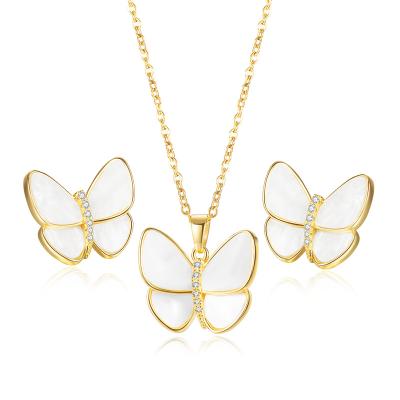 China FASHIONABLE wholesale hot sale butterfly necklace stud earrings ladies jewelry set for sale