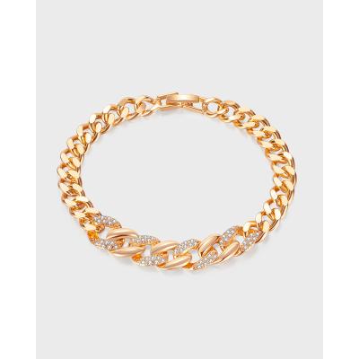 China 2022 New Hiphop High Quality Cuban Chain 18k Gold Plated Copper Bracelet Jewelry For Women for sale