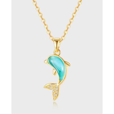 China 2022 New Fashion Cute Jewelry Cute Dolphin Clavicle Chain Stainless Steel Pendant Necklace For Women for sale