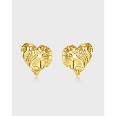 China 2022 New 925 Retro Fashionable Copper Heart Temperament Silver Needles Ear Studs For Women for sale