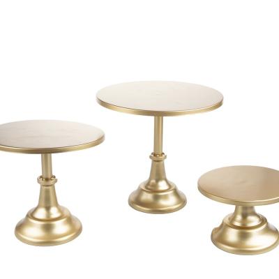 China Decorative Light Luxury Home Decoration Gold Round Iron Cake Dish Three Piece Set for sale