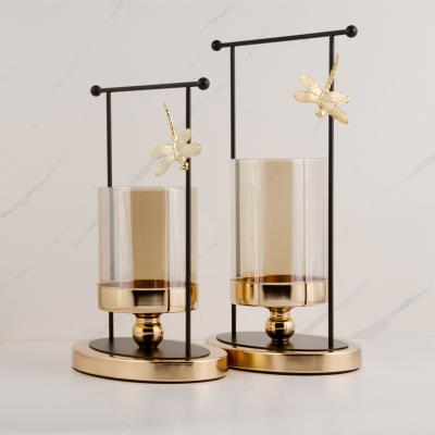 China Wedding Party Modern Metal Candlestick Glass Home Decoration Wedding Props for sale