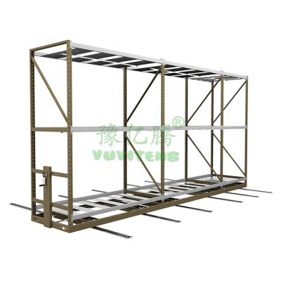 China Multi-span Mobile Greenhouse Vertical Farm Equipment Grow Stand With LED Light for sale