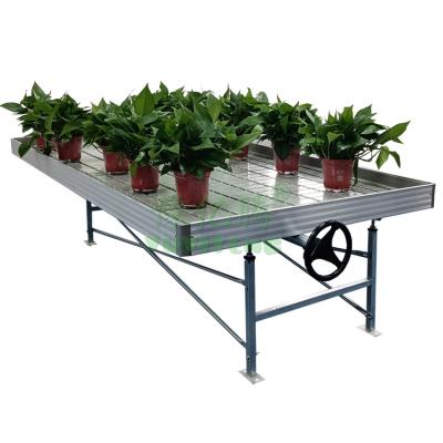 China Vegetable Fruits Flowers Drops And Flows Rolling Benches Hydroponic Racks Grow Tables Cheap Rack Flood Trays for sale