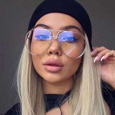 China Luxury Sunglasses Women Oversized Sun Glasses New Fashion Pilot Sun Glasses For Lady Cool Feminine Gradient Shades UV400 Mirror Vintage for sale