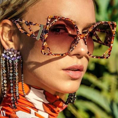 China Fashion Sunglasses Square Oversized Luxury Sunglasses Hollow Out Men Women Shape UV400 Shades Vintage Glasses for sale