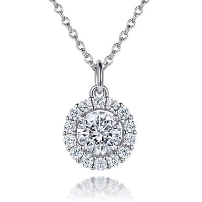 China New 925 Sterling Silver Shinning Flower Pave Vintage Pendant Necklace for sale