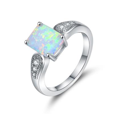 China TRENDY Rhodium Plated Brass Rings Adjust Opal Stone Women Jewelry for sale