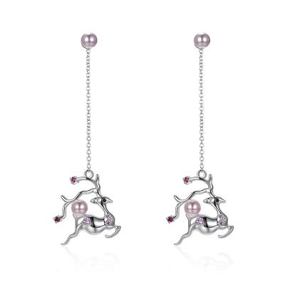 China Vintage Ellement Crystal Earring Fawn Sterling Silver s925 Round Face Shows Thin Eardrop for sale