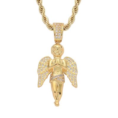 China 2021 New Arrivals Hip Hop Gold Plated Guardian Cupid Angel Baby Pendant Necklace for sale