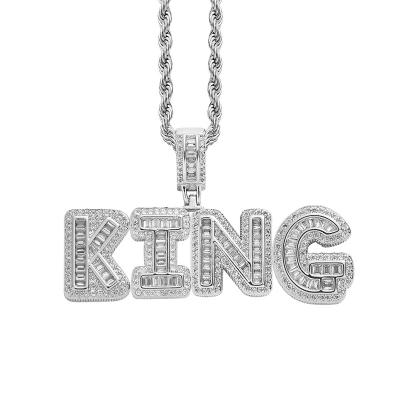 China Hiphop 2021 Hot Iced Out CZ Wand Customized Charm Alphabet Initial Letter Icy Name Pendant Necklace for sale