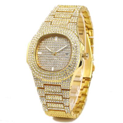 China 2020 Hot Selling Hiphop Men's Alloy Iced Out Bling Rhinestone Statement Quartz Watch For Gift for sale