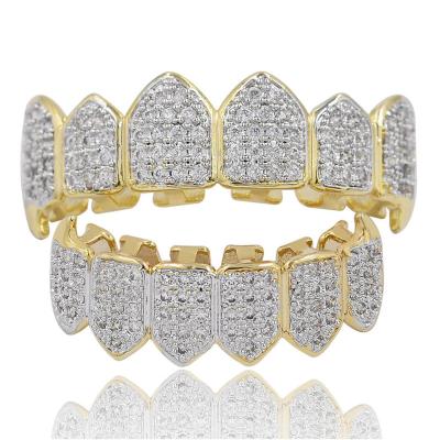 China 2021 New Hiphop Men's Fashion Gold Plated Iced Out CZ Cool Hitter Hip Hop Grills Teeth Grillz for sale