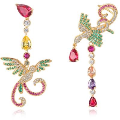 China 2019 Chica Wholesale Fashion Jewelry Chinese Style Zircon Phoenix Bird Women Earrings D.C.A. for sale