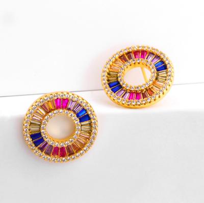 China Chica Wholesale Fashion Color Zircon Stud Accesorios Aretes 2019 Rainbow Earrings Rainbow Earrings for sale