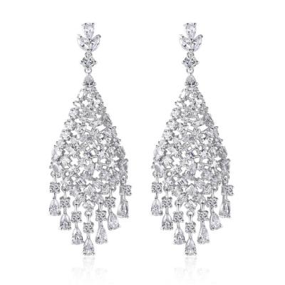 China Chica Manufacturer Wholesale Rhodium Planted Drop Tassel Earrings Women Big Long Earrings For Women for sale