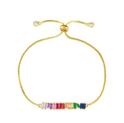 China Fashion Jewelry Wholesale Chica Fashion Jewelry Wholesale 2019 Gold Plated Rainbow Color Cubic Zirconia Bracelet Custom Charm for sale