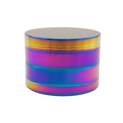 China GZ010554C Transient Herb Grinder 4 Pieces 2.2 Inch Herb Spice Rainbow Colors Zinc Alloy Grinder With Pollen Catcher for sale