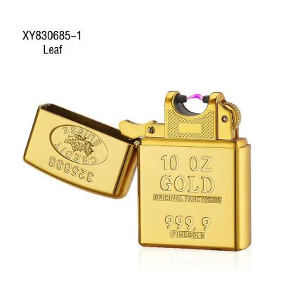 China XY830685-1 Gold Electronic Bricks USB Rechargeable Single Arc Lighter for sale