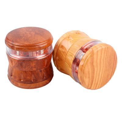 China Minimalist GP076453 Custom Wood Color+Plastic 63mm 4 Layers Cigarette Herb Tobacco Grinder Smoking Accessories for sale