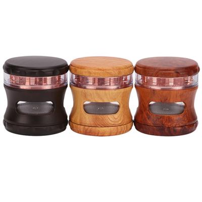 China Minimalist GP076452 Custom Wood Color+Plastic 63mm 4 Layers Cigarette Herb Tobacco Grinder Smoking Accessories for sale