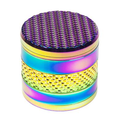 China Custom Designs Rainbow LOGO 63mm Herb Hand Grinder 4 Color Transitional New Style New Poses Metal Tobacco Zinc Alloy Accessories for sale