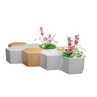 China Y817 Modern Flower Pot Polygonal Chair Stool Simple Sculpture Y817 Bench Custom Modern Waiting Chair Stool Or Long For Indoor /outdoor for sale