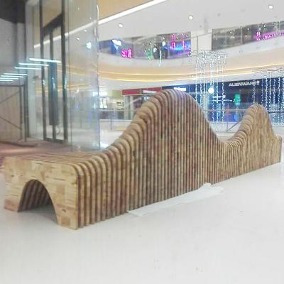 China Y667A Modern Wood Slice Wood Slice Furniture Public Chair Large Wavy Public Waiting Mall Chair Furniture Public Waiting Chair for sale