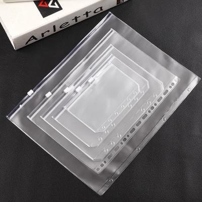 China Office A4 A5 A6 A7 Clear Pocket 6 Ring Zipper Pocket Cash Pocket Folder Budget Binder Cash Plastic PVC Filler Folders for sale