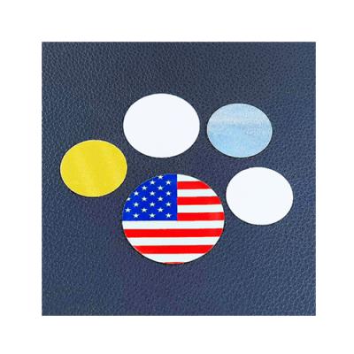 China Custom Size 38mm Dye Sublimation Foil Round Discs Blank Metal Round Disc Insert For Heat Press for sale