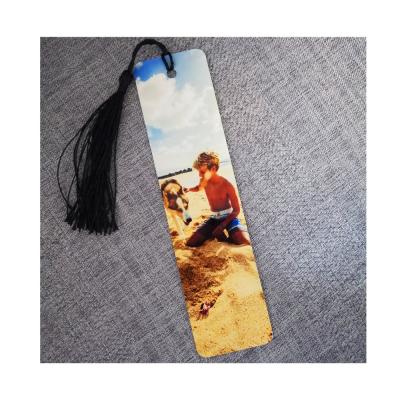 China Europe Transfer Custom Aluminum Sublimation Blank Sublimation Metal Bookmark With Tassel for sale