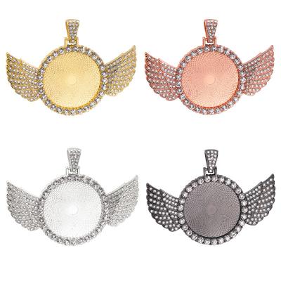 China BOHEMIA Wholesale Heart Round Angel Wings Custom Sublimation Pendant Jewelry Masks Angel Wings Necklace for sale