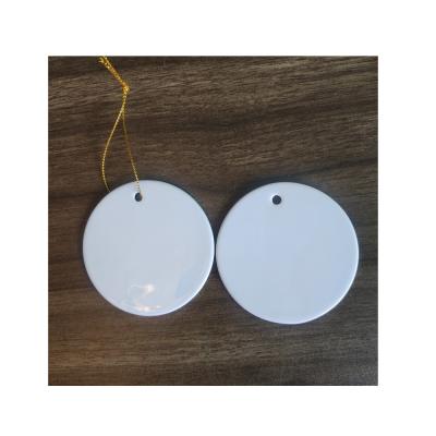 China 3 Inch Ceramic Pendant Sides Custom Round Double Sublimation Sublimation Ornament Personalized Ceramic Ornaments for sale