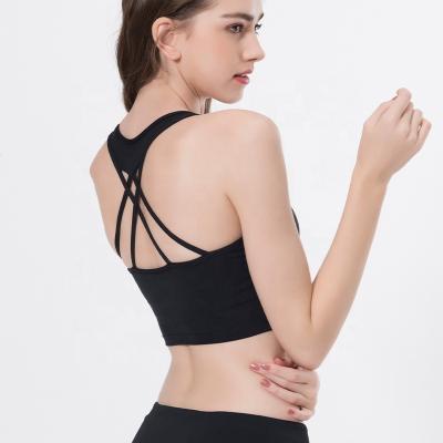 China Wholesale direct wear breathable hot sexy upper back suitable women yoga fitness crop workout shoulder strap factory sports bra for sale